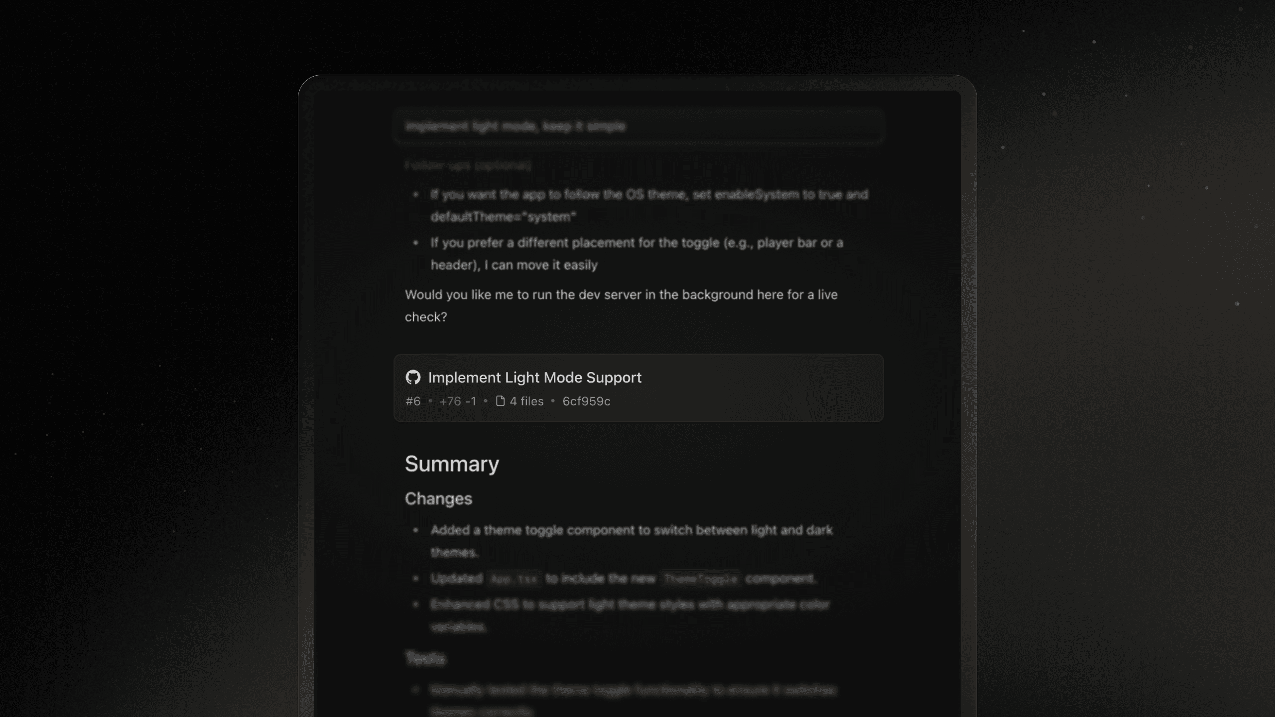 Pull request card screenshot