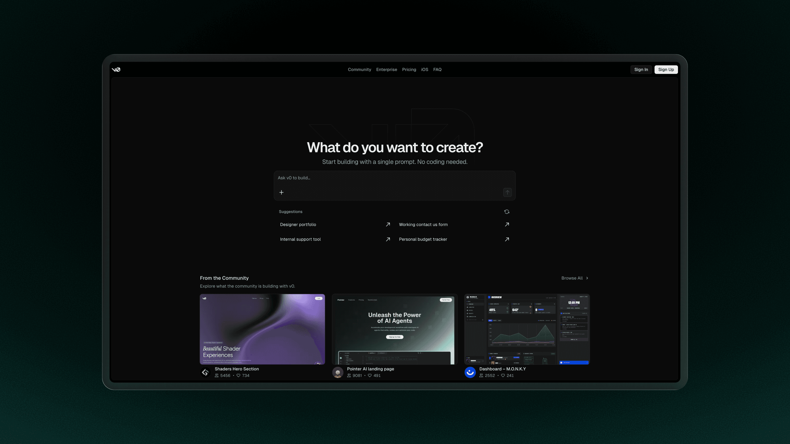 v0 Screenshot 1